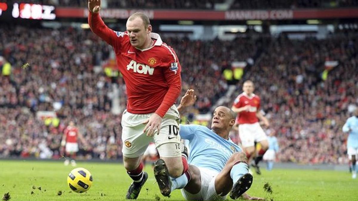 Rooney, celebrando su gol al City en 2011