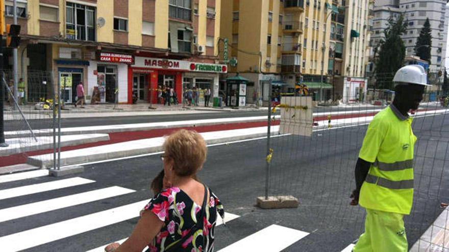 Imagen de las obras del metro de Málaga en la Calle Cómpeta.