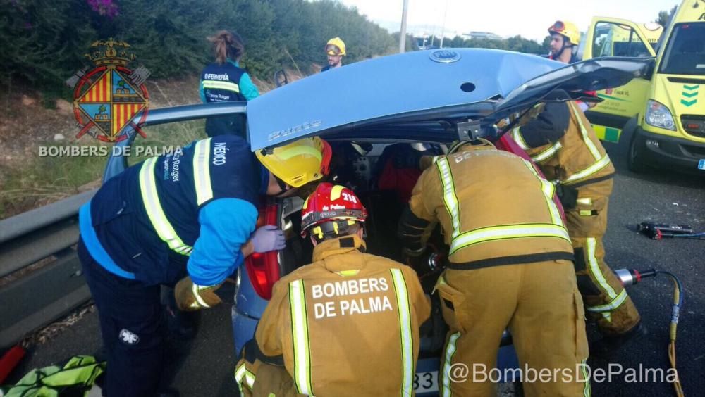 Tres heridos en un accidente de tráfico en la autopista de Inca