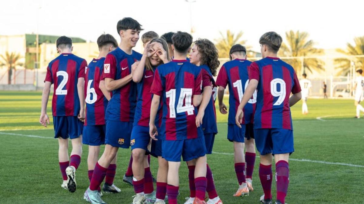 Los jugadores del Barça celebran un gol contra la Roma
