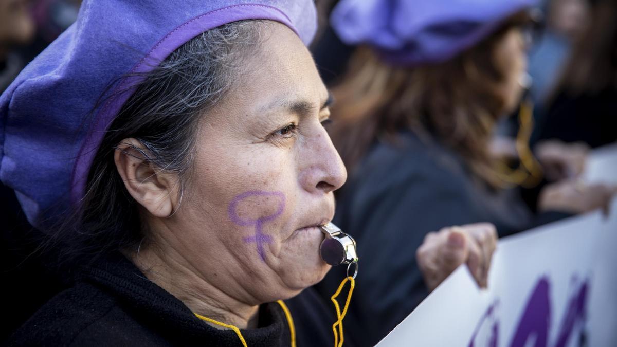 Una manifestantes feminista, en una marcha en Valencia.