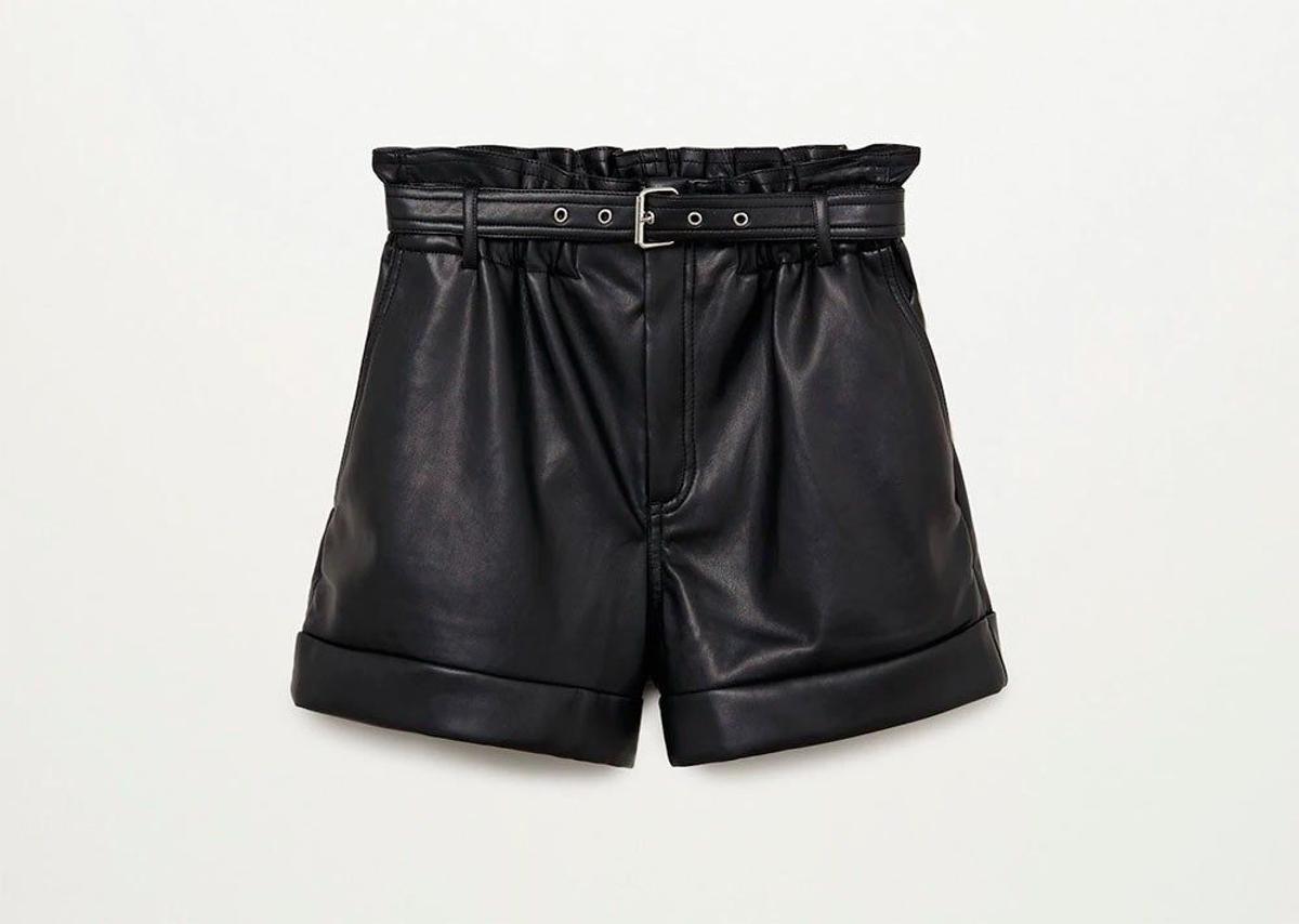 Short de piel negro sale