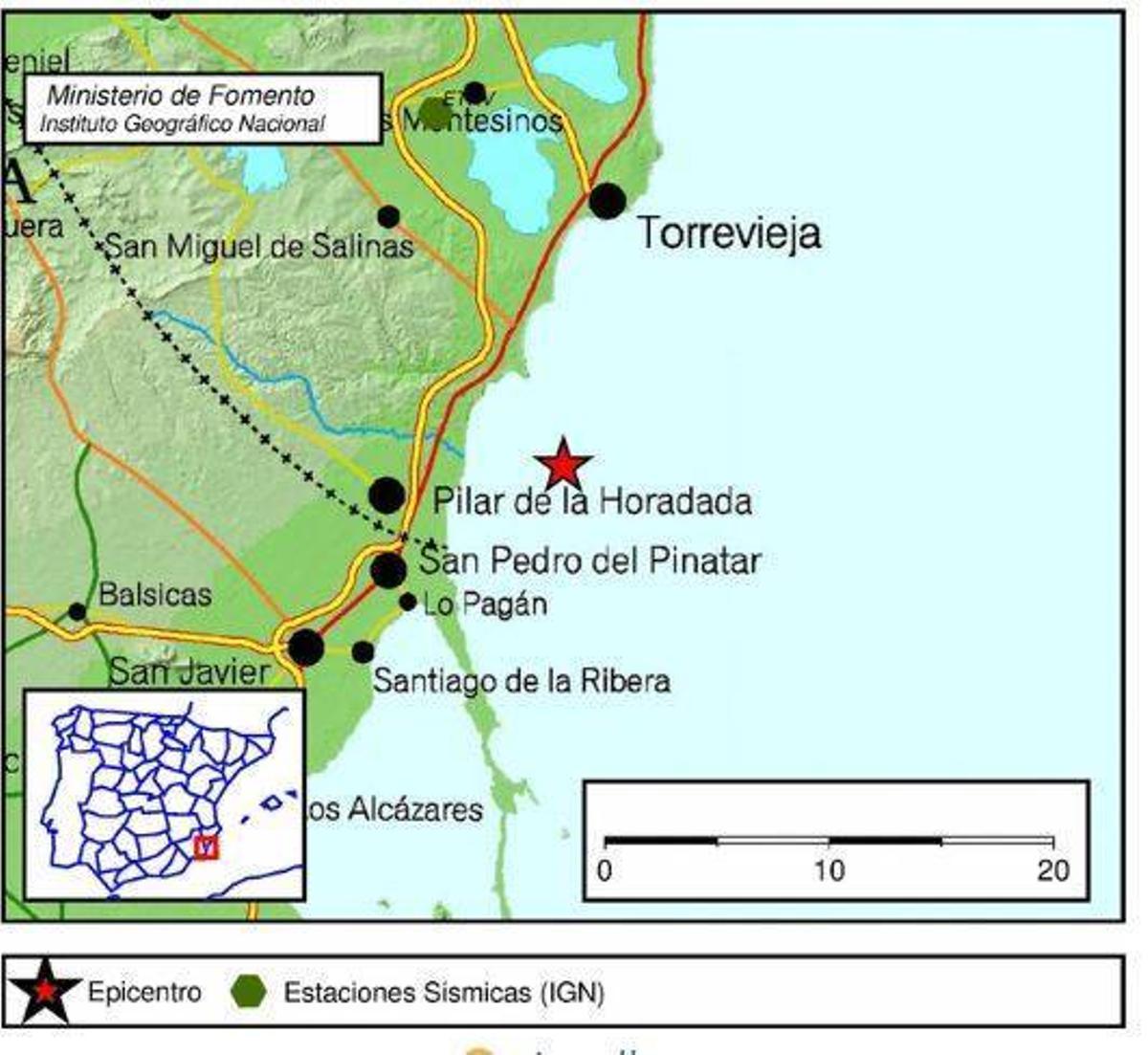Un terremoto de 3,4 con epicentro en Pilar de la Horadada alarma a la Vega Baja
