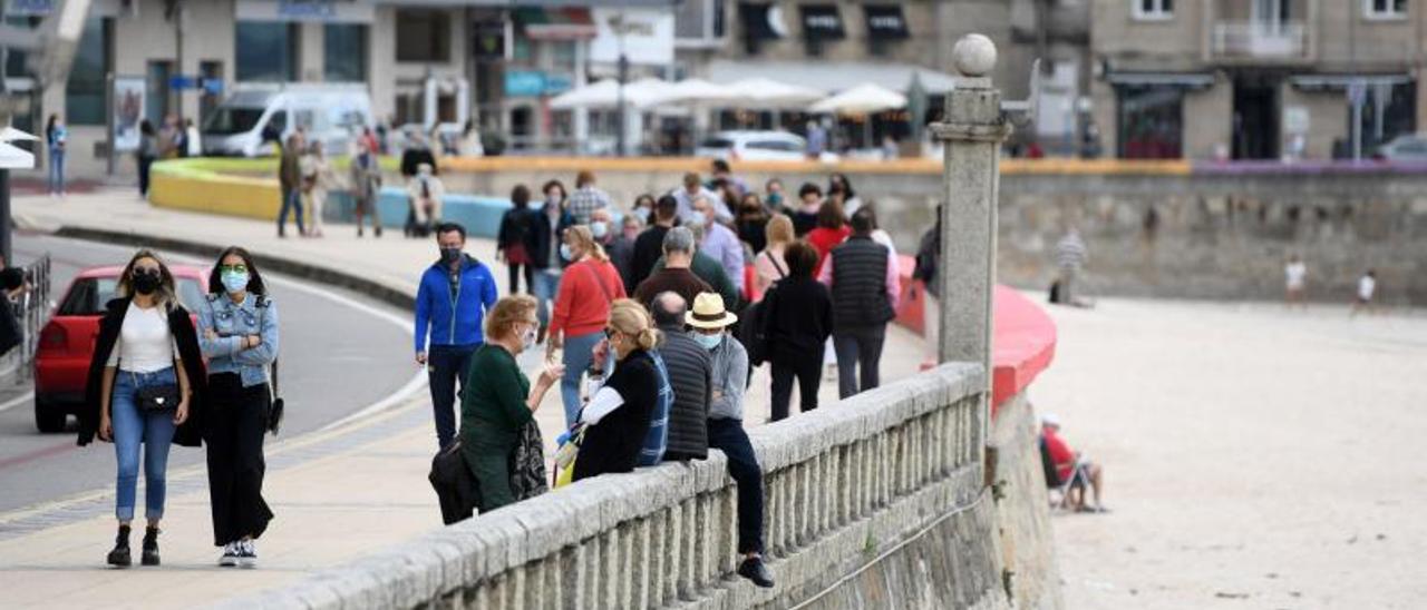 Turistas en Sanxenxo el pasado puente del Pilar