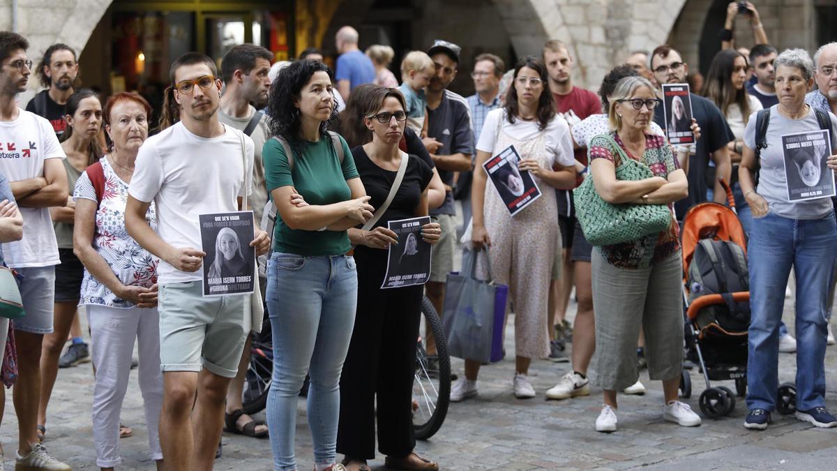 La protesta d'ahir a la plaça del Vi de Girona.