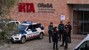 Registro policial en el laboratorio IRTA-CReSA de Cerdanyola, investigado por el origen de la peste porcina