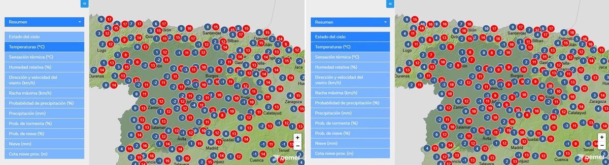 Previsión de temperaturas para los días 28 y 29 de noviembre