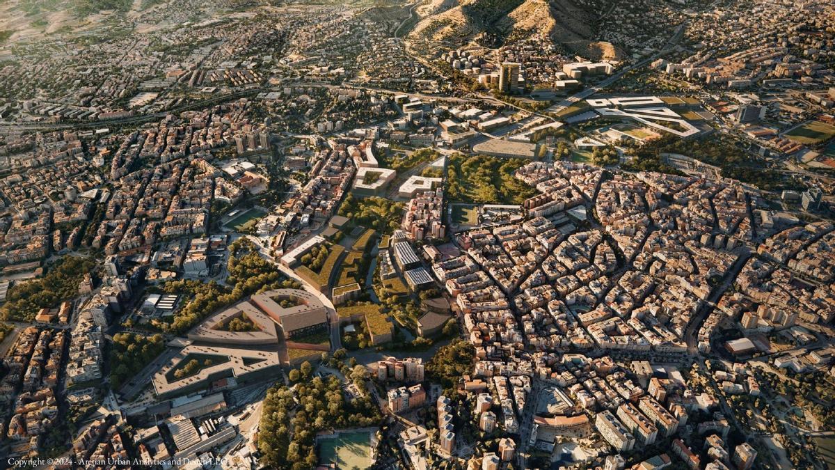 Recreación del área de Esplugues donde se proyecta un distrito de innovación.