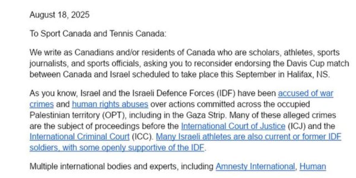 Fragmento de la carta firmada por los deportistas