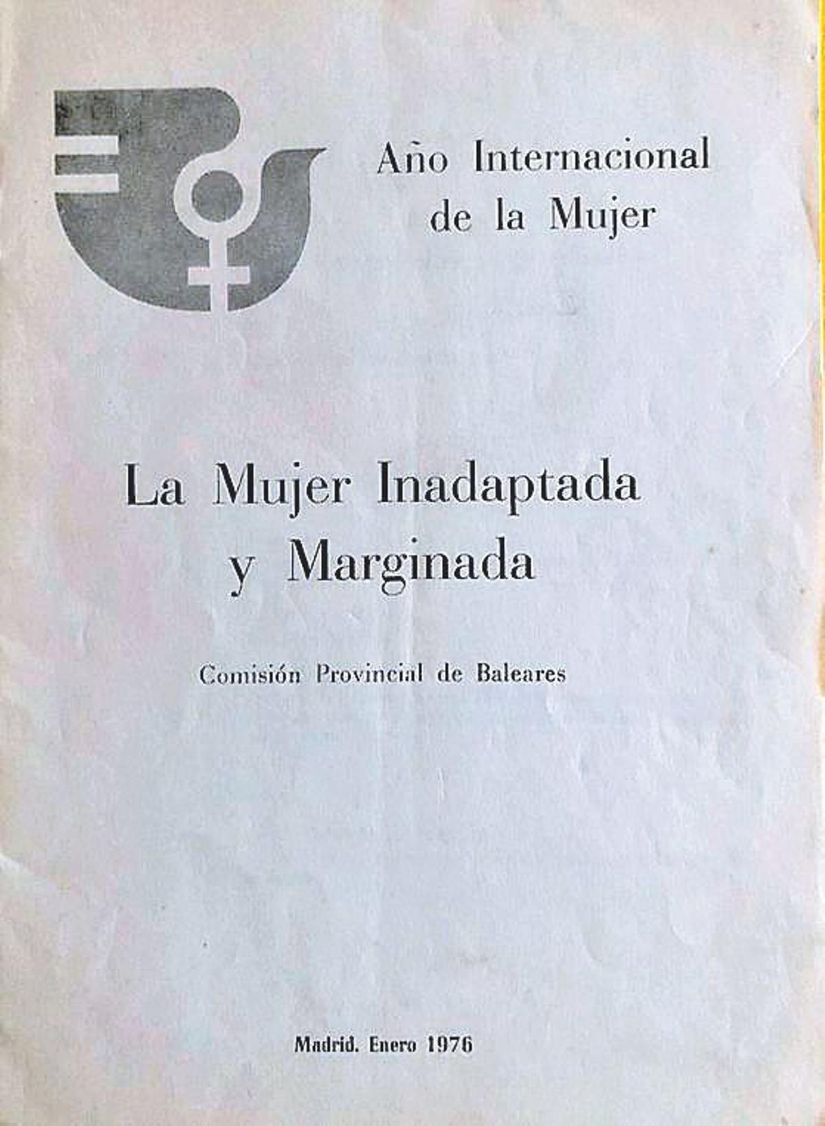 Portada del estudio que realizó Rosa Arregui en el año 1975 para el informe de la ONU, bajo el nombre 'La mujer inadaptada y marginada'.