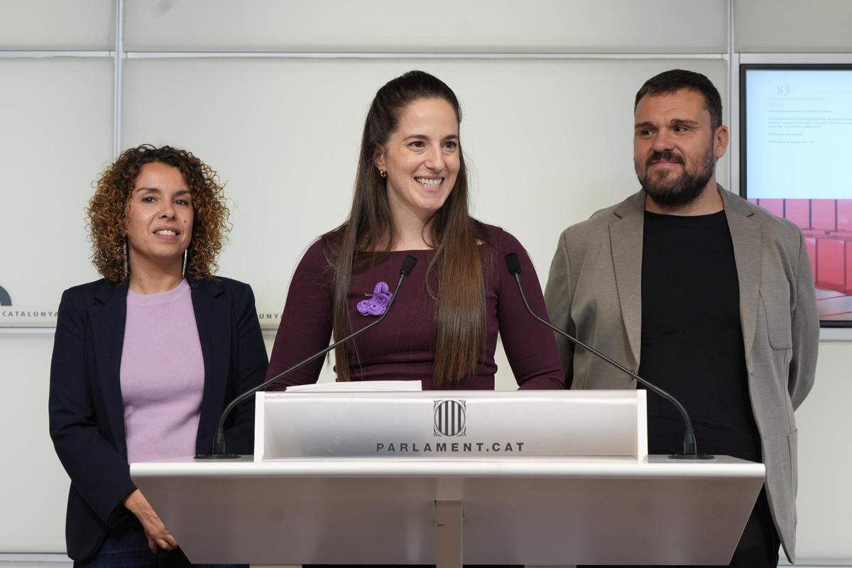 Laia Cañigueral (ERC), la agente de los Mossos Maria Mariscal y el diputado Andrés García Berrio (Comuns).