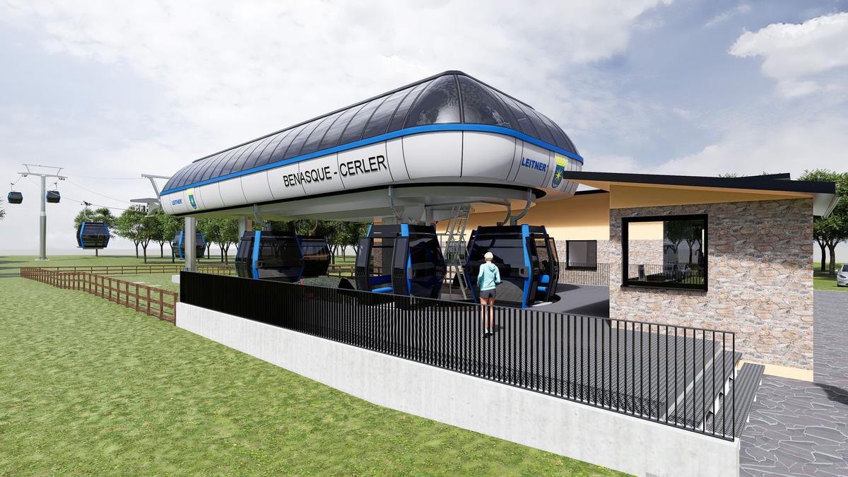 Recreación de la futura telecabina en Cerler.