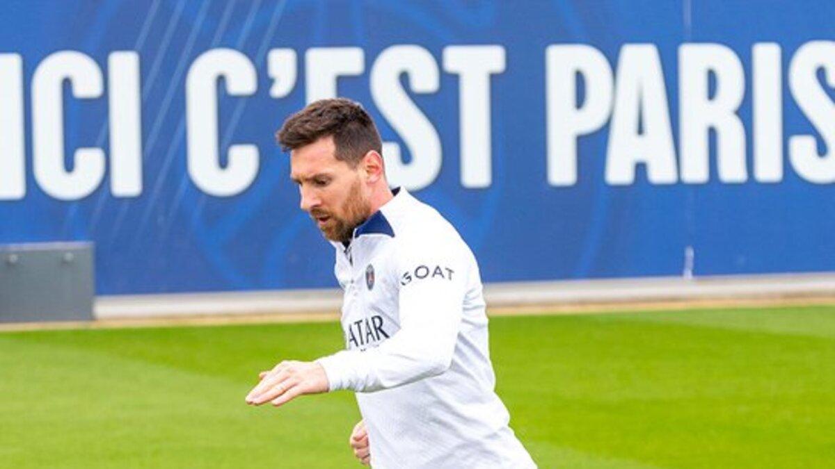 Messi, en la sesión de este lunes con el PSG.