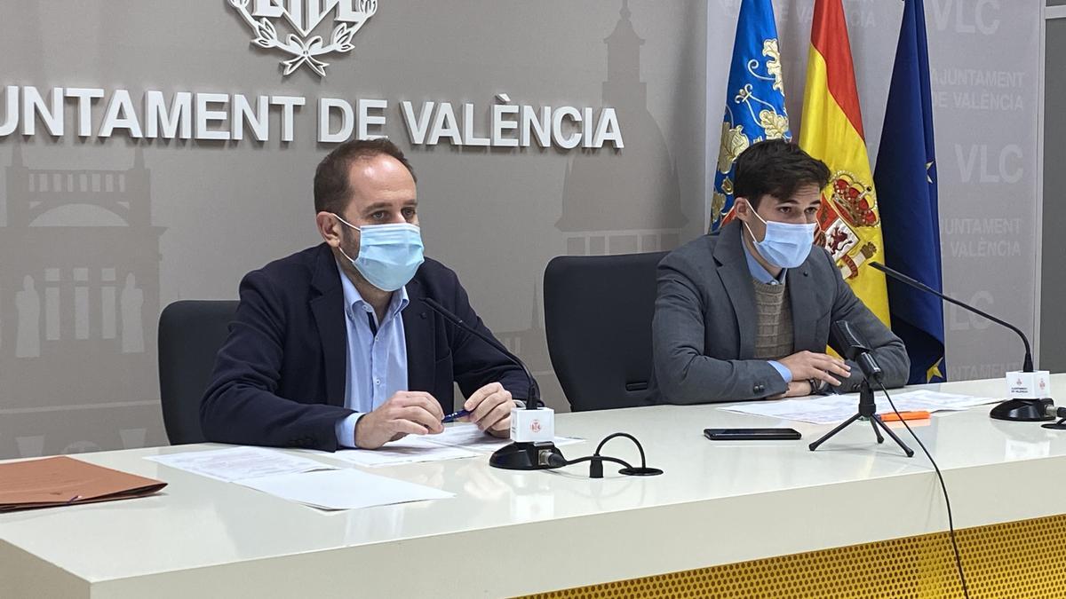 Aarón Cano y Borja Sanjuán en la rueda de prensa.