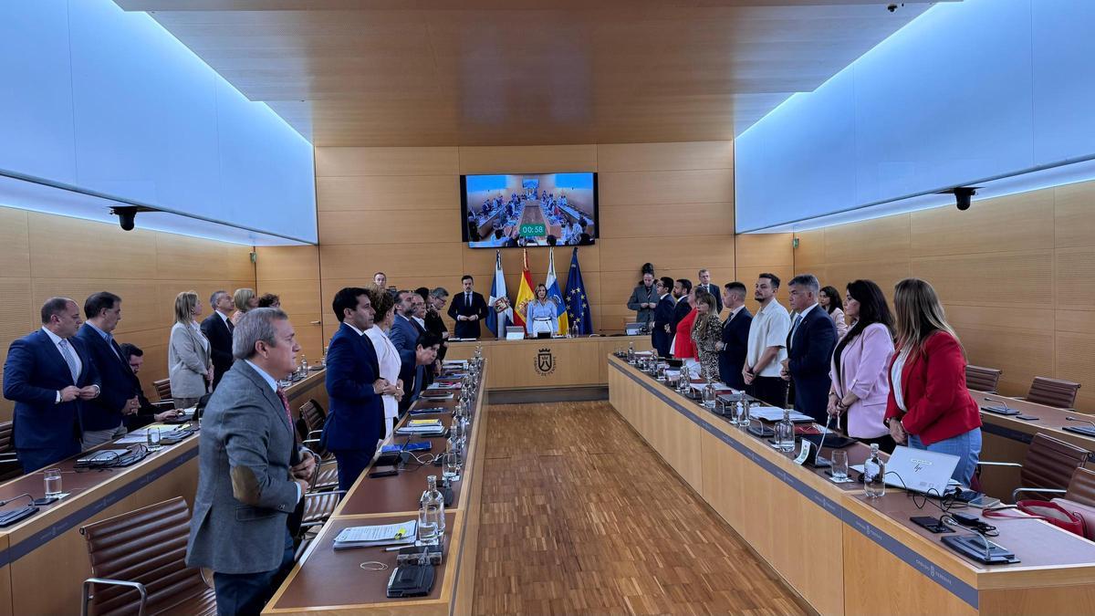 Minuto de silencio en el Cabildo de Tenerife por la tragedia de El Hierro