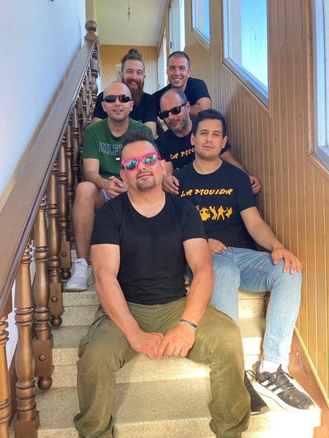 Los integrantes de A Movida, esta tarde.