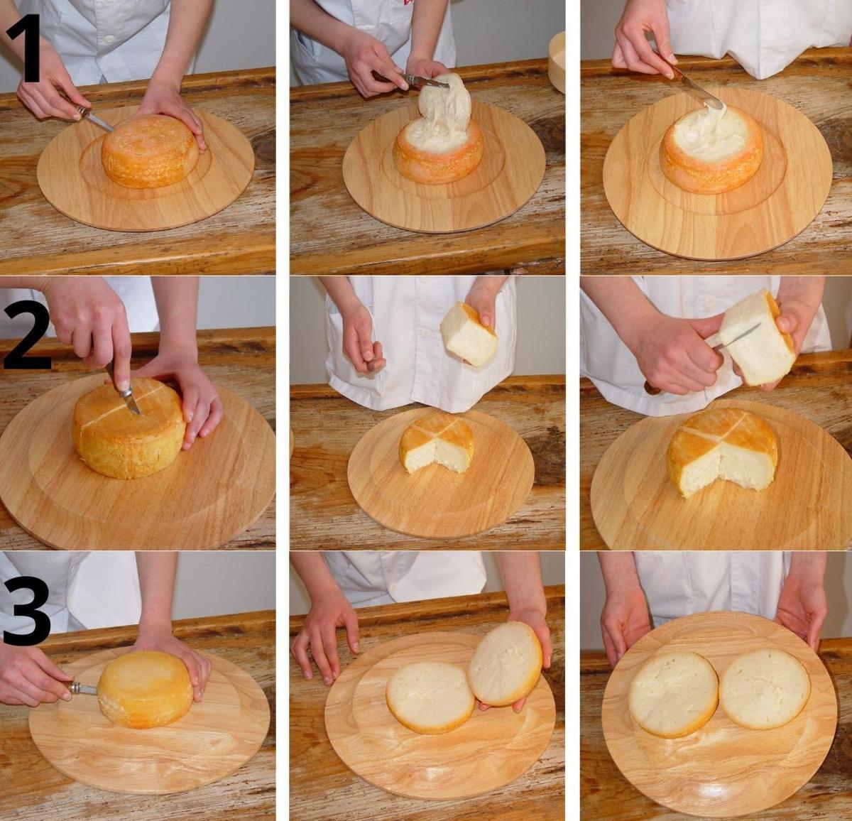 Las tres formas de cortar la Torta del Casar.