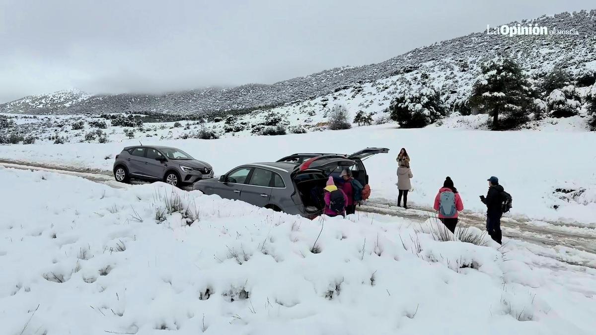 Parte del Noroeste de la Región de Murcia despierta con un manto blanco
