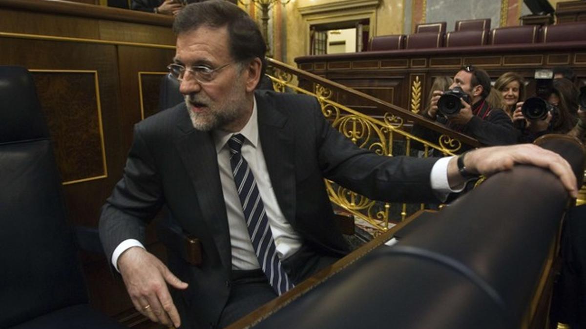 Mariano Rajoy, en su escaño en el Congreso, este martes, durante el debate sobre los presupuestos.