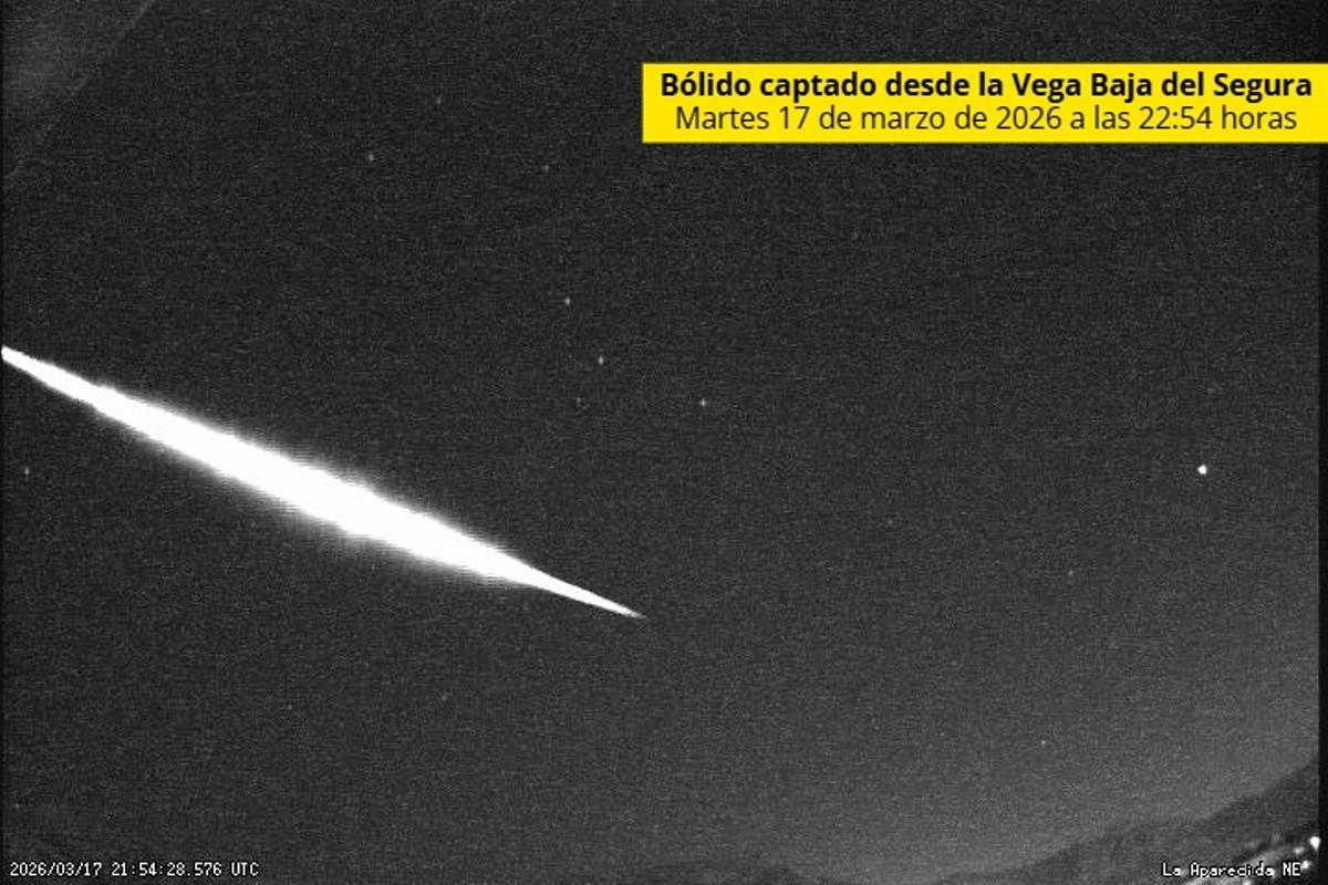 Bólido captado en la pedanía de Orihuela de La Aparecida el martes 17 de marzo.