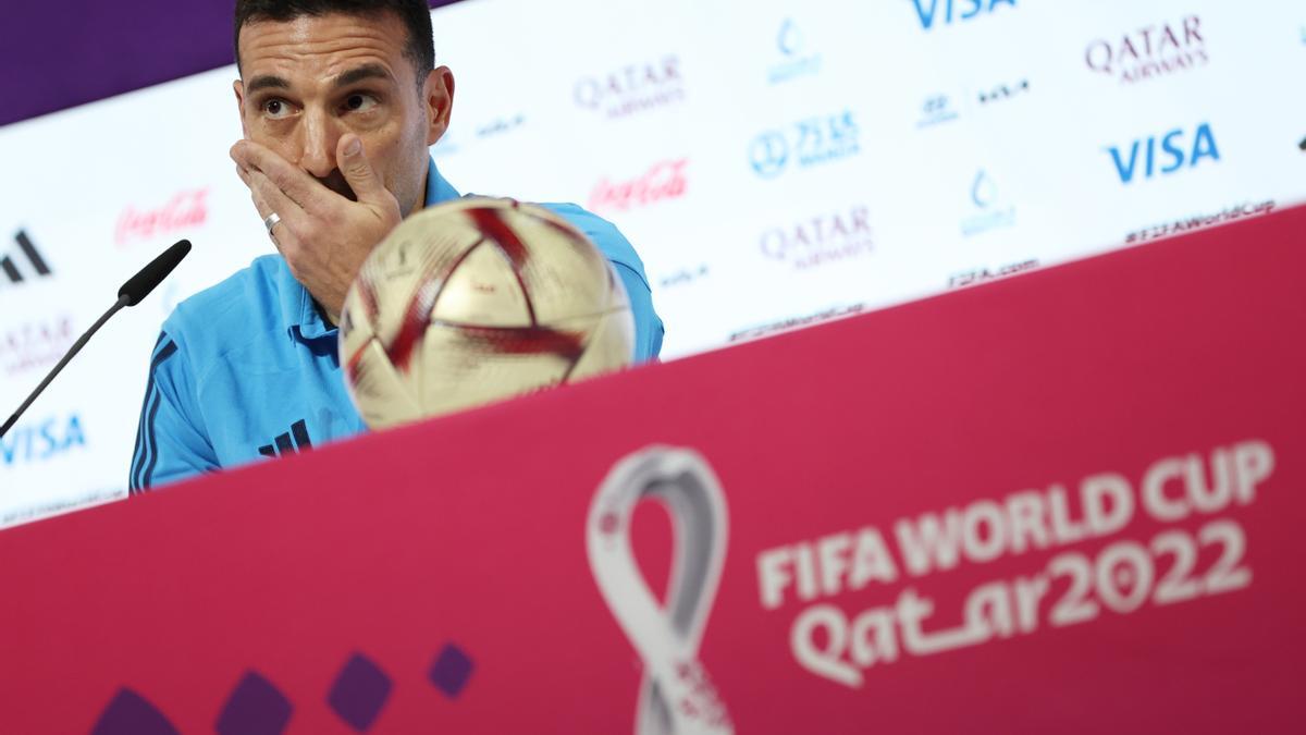 Scaloni, durante la rueda de prensa previa a la semifinal entre Argentina y Croacia.