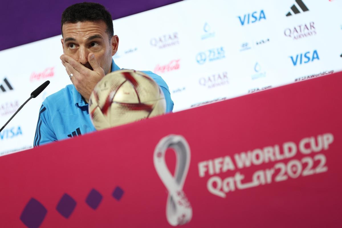 Scaloni, durante la rueda de prensa previa a la semifinal entre Argentina y Croacia.