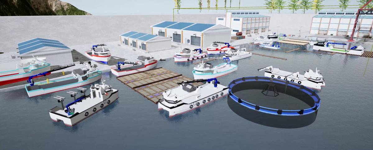 Escenario de RV para barcos de acuicultura