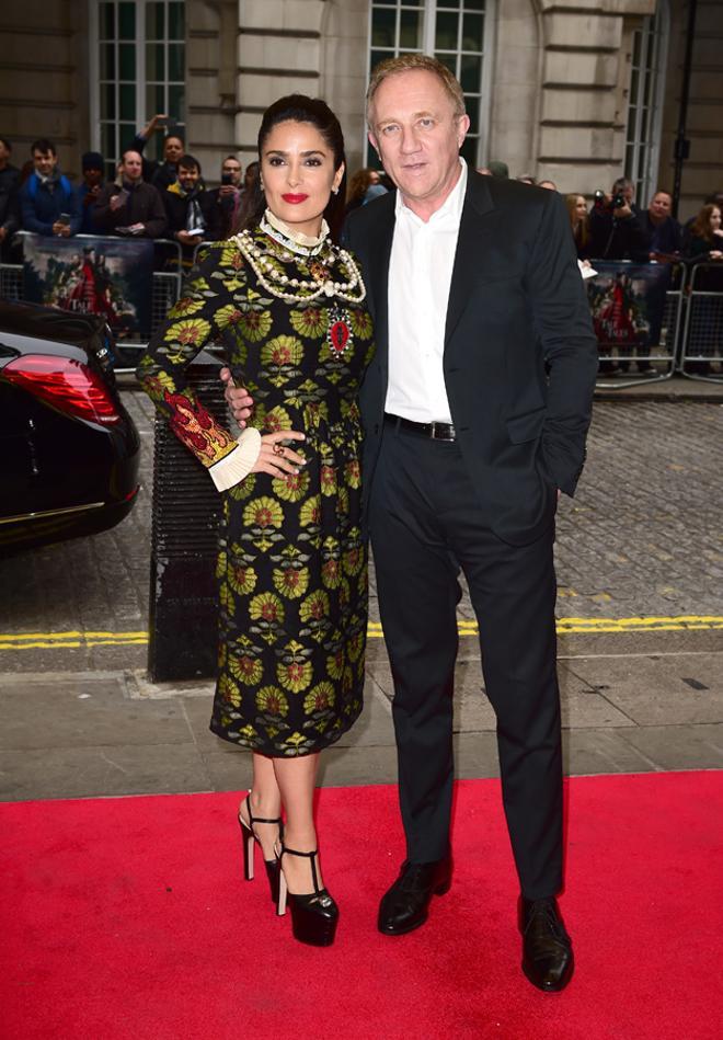 Salma Hayek y François-Henri Pinault en la presentación de 'Tale of Tales'