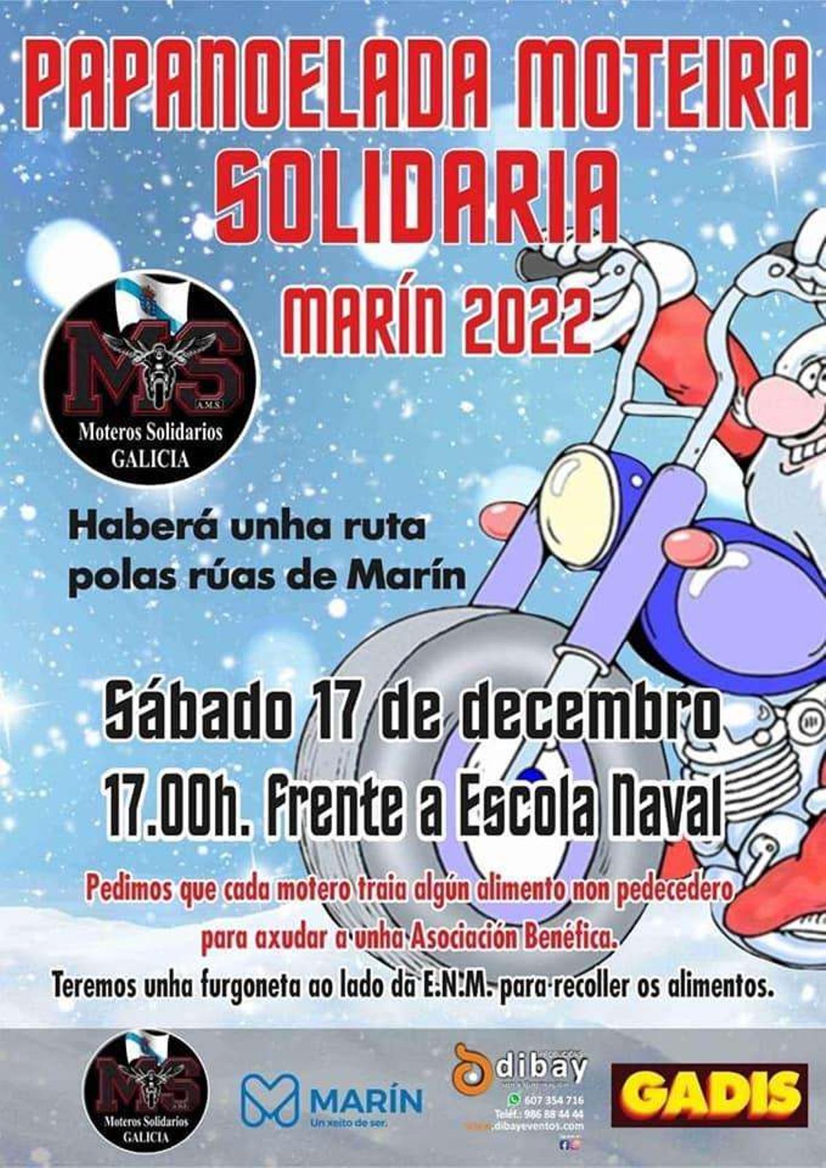 Cartel de la Papanoelada Motera de Marín 2022.