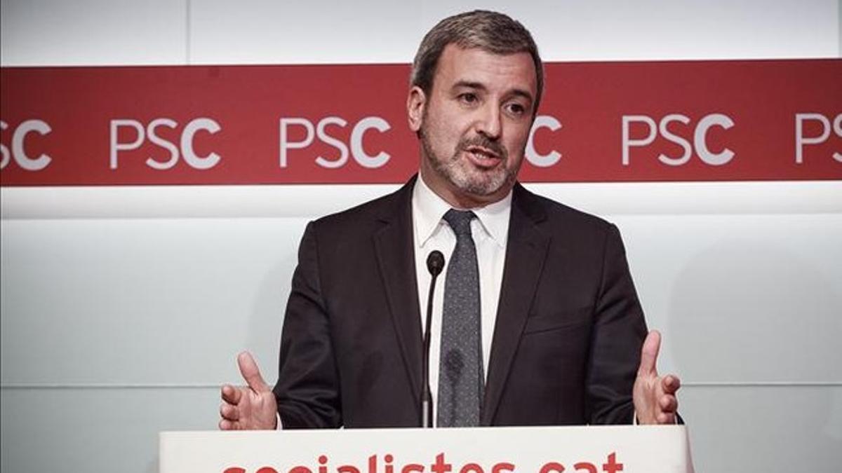 El portavoz del PSC, Jaume Collboni, en la sede del partido