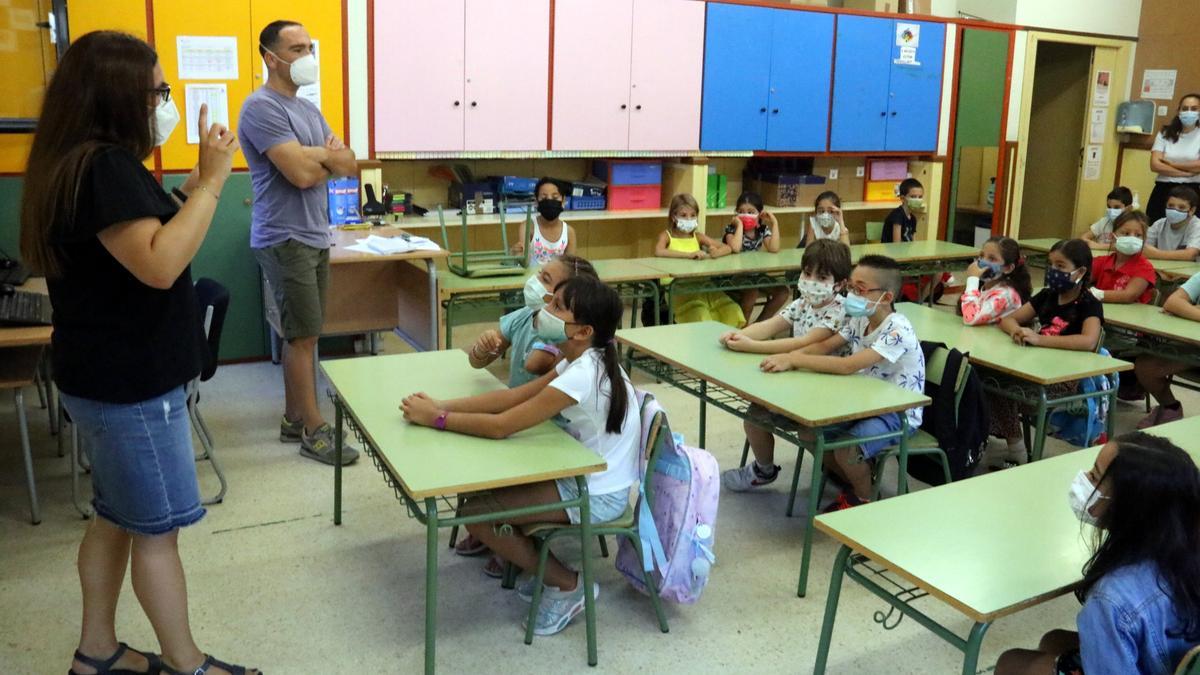 Una classe de 1r de Primària de l&#039;escola Frederic Godàs de Lleida, el 13 de setembre del 2021