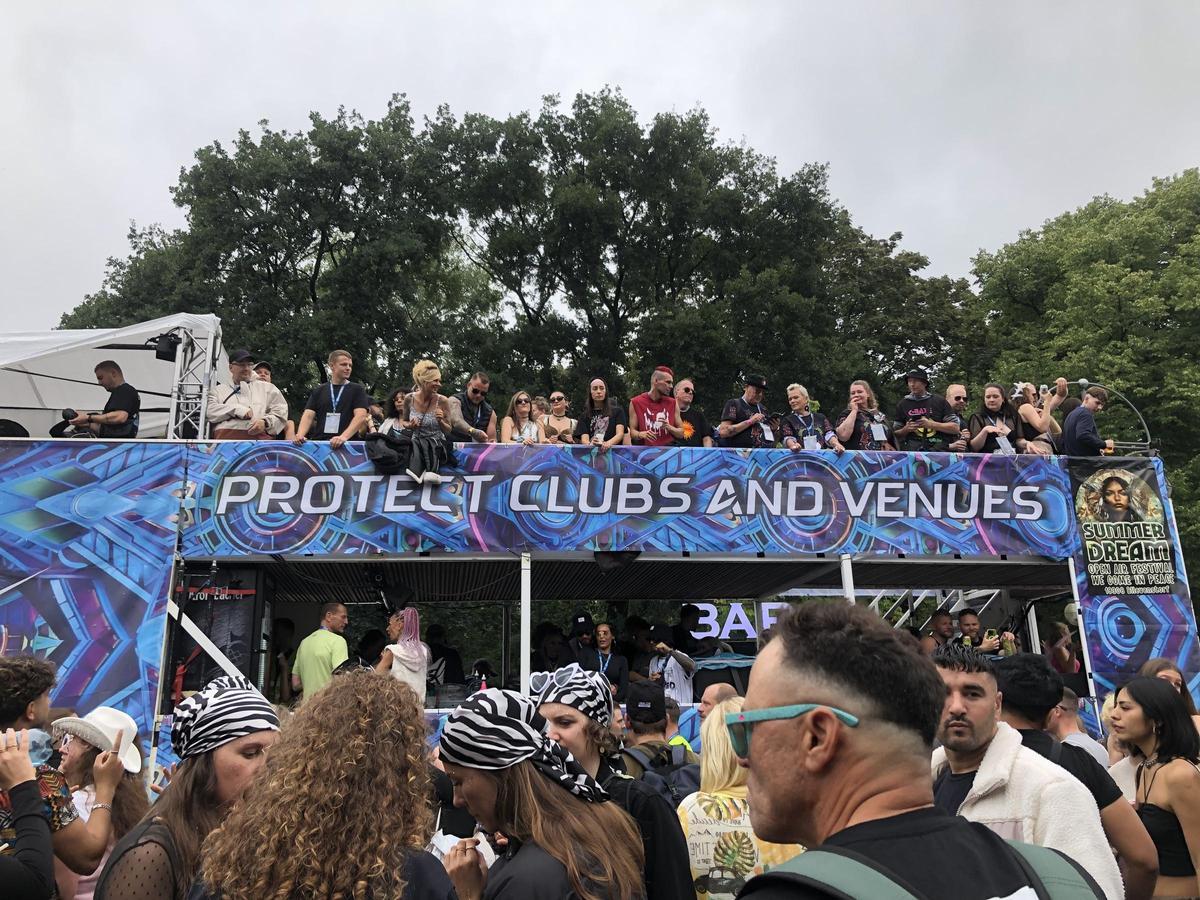 Festival tecno en Berlín, el pasado sábado.