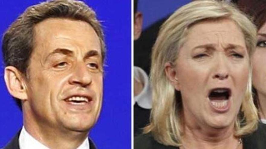 Nicolas Sarkozy y Marine Le Pen.