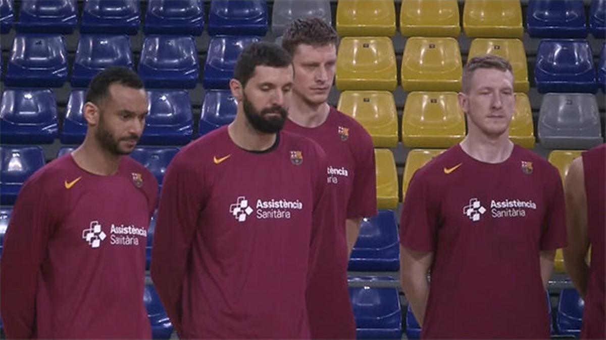 Jugadores del Barça de baloncesto guardan minuto de silencio en memoria de Kobe Bryant