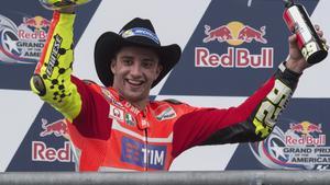 MotoGP 2016 n. 29 Andrea Iannone of Italy and Ducati Team celebrates the third place on the podium portrait during the 2016 Season of World Motorcycle Championship during Austin GP in Circuit of The Americas in Austin Texas USA Â© 2016 mirco lazzari mircolazzari@yahoo.it