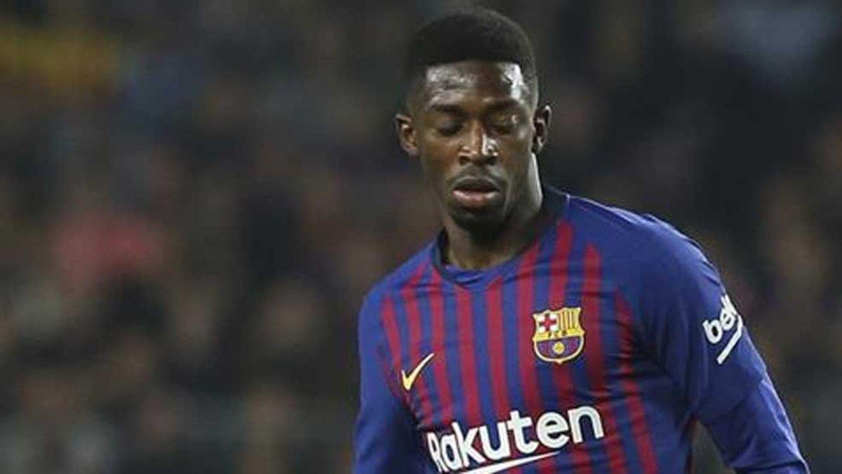 Dembélé durante un encuentro con el FC Barcelona