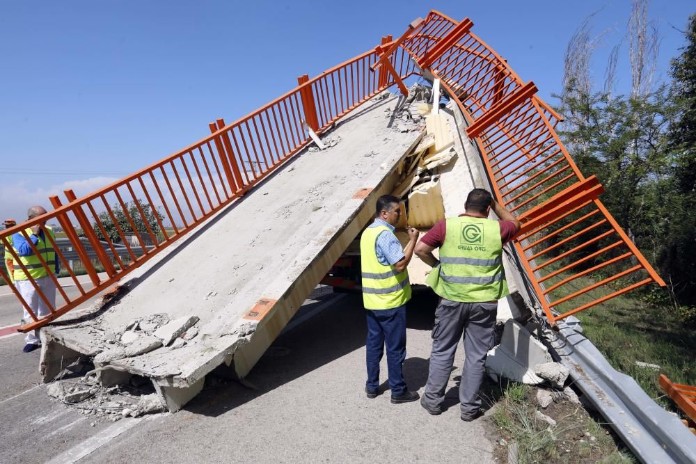 Un camión derriba la pasarela peatonal del Saler