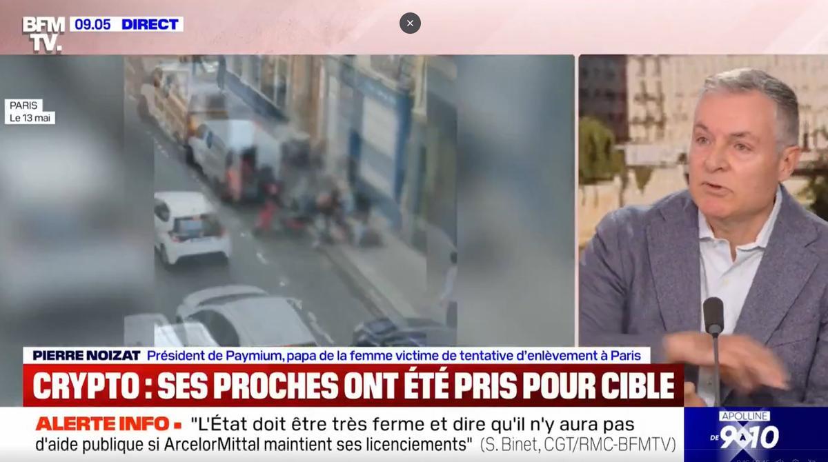 Pierre Nozat en la entrevista que dio en televisión tras el intento de secuestro de su hija.