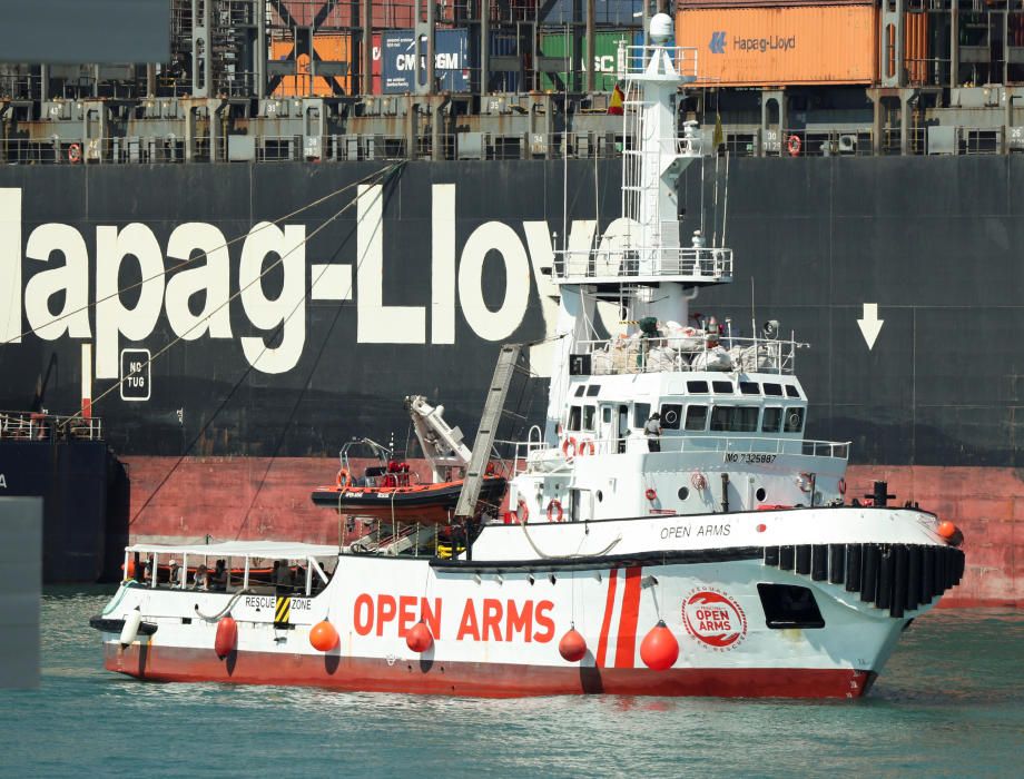 Llegada del barco Open Arms al puerto de Barcelona