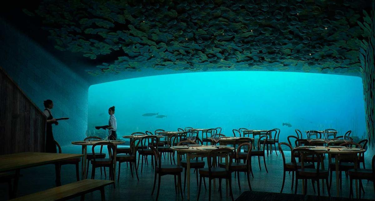 Vista interior del restaurante 'Under', en Noruega