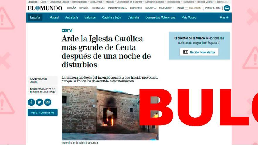 Un incendio en Plasencia da pie a un bulo sobre revueltas en Ceuta