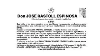 Esquela José Rastoll Espinosa