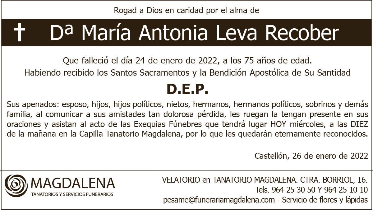 Dª María Antonia Leva Recober