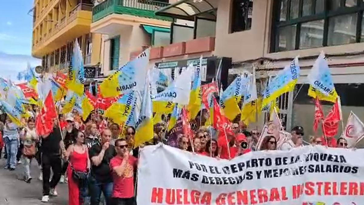 Protesta de los trabajadores de hostelería en Puerto de la Cruz