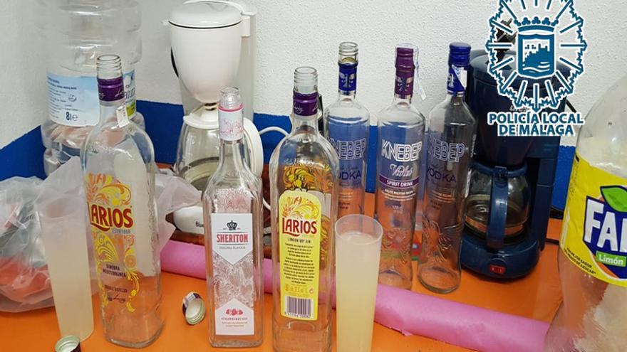 Bebidas consumidas por algunos de los menores.