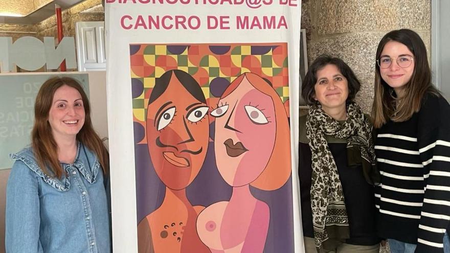 Desde la izqda., Vanesa Parada, Loli González e Iria Núñez, del equipo de la asociación canguesa ADICAM.   | // FDV