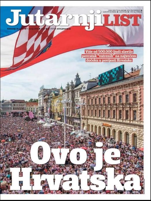 Portada JUTARNJI LIST martes 17 de julio de 2018