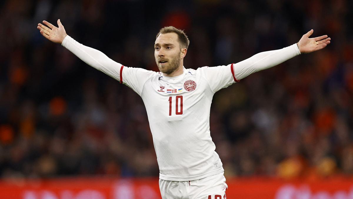 Christian Eriksen en un partido con la selección de Dinamarca