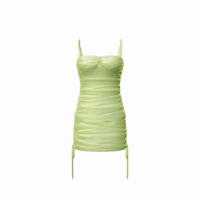 Vestido 'bodycon' satinado verde de la colección para el metaverso 'Lime Glam' de Zara