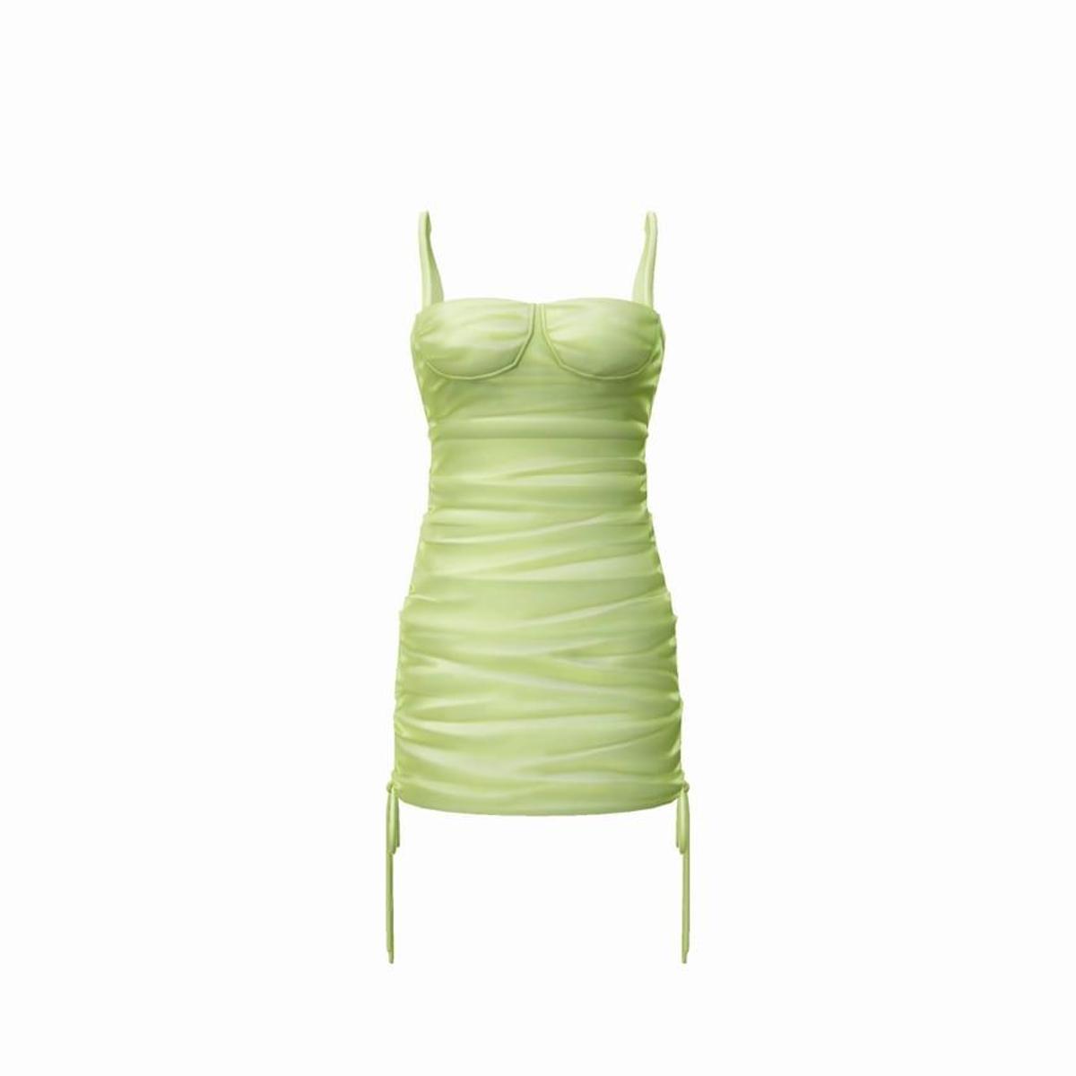 Vestido 'bodycon' satinado verde de la colección para el metaverso 'Lime Glam' de Zara